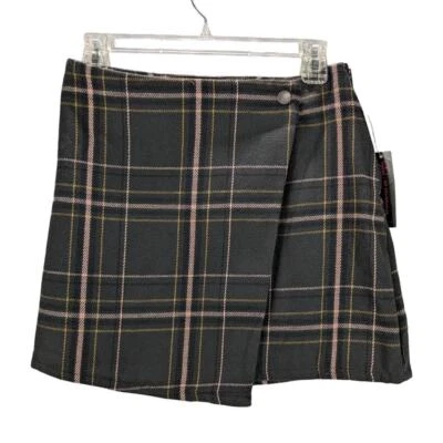 No Boundaries Mini Skirt Womens Small Juniors 3-5 Wrap Plaid Zips Flannel Grunge - Image 1 of 4
