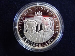 Medaille "50 Jahre BRD - Adenauer u. Heuss", 20 Gramm 999er Silber !!!  PP !!!
