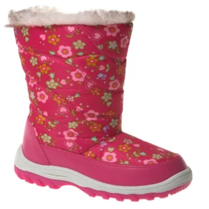 GIRLS PINK WINTER SNOW BOOTS MOON KIDS MUCKER ZIP FUR WELLINGTON WELLIES SHOES - Picture 1 of 12