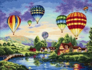 DIMENSIONS Gold Collection BALLOON GLOW Counted Cross Stitch Kit Hot Air Balloon - Imagen 1 de 5