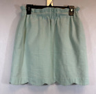Lauren James Sz M Seersucker Skirt Scalloped Hem Green Stripe Side Pockets A43