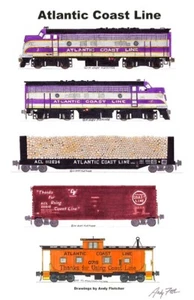 Póster de tren de carga local Atlantic Coast Line 11"x17" firmado por Andy Fletcher - Imagen 1 de 1