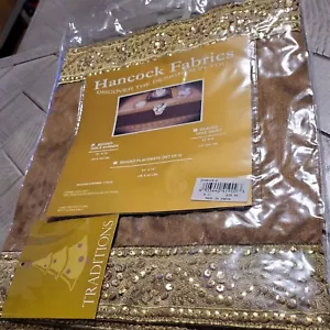 NEW Tablerunner 16" x 72" Polyester Exclusive of Beaded Trim Gold Made in India - Picture 1 of 6