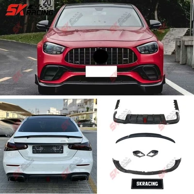Kits de alerón labial delantero trasero de fibra de carbono para Mercedes Benz E63 AMG W213 2021-2023 Foto 1 de 4