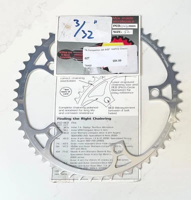 NEW TA COMPETITION CAMPAGNOLO  PATTERN CHAINRING 52T 144MM BCD - Image 1 of 2