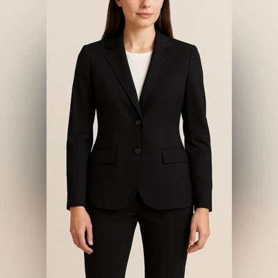 Brooks Brothers 全新女式黑色意大利羊毛西装外套职业 10 码 — 第 1/4 张图片