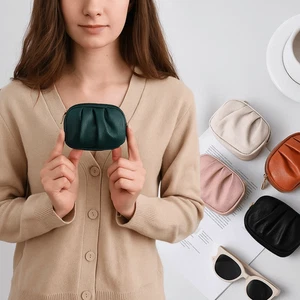 Wrinkle PU Leather Coin Purse Zipper Card Holder Mini Wallet  Student - Picture 1 of 17