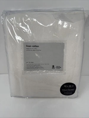 West Elm Linen Cotton Curtain 48x96 Ivory White NEW Pole Pocket - Image 1 of 4