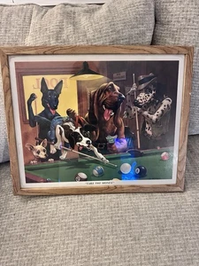 "Take The Money" Vintage Frame D. Millsap Print 21"x17" RARE Dogs Playing Pool - Bild 1 von 8
