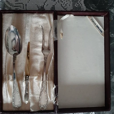 Antiche posate da Servire   argento 800 Trio Con Scatola - Immagine 1 di 4