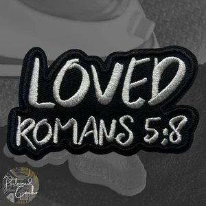 Geliebter Bügelbild Patch schwarz-weiß bestickt religiös christlich Applikation - Bild 1 von 3