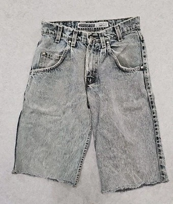 Vtg Levis Shorts Denim Silver Tab Charcoal Stone Wash Sz 28 Self Made Pleated - Image 1 of 4