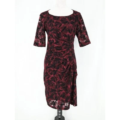 Платье Maeve женское 8 бордовое черное оболочка эластичное собранное в рюш боковое антропология - Изображение 1 из 4