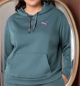 PUMA Women’s Plus Long Sleeve Hoodie 1X Grey Blue Skies 🆕 reg. $50 - Picture 1 of 2
