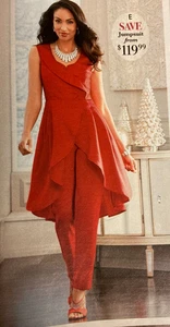 Mono formal satinado rojo talla grande 16W de Midnight Velvet nuevo - Imagen 1 de 2