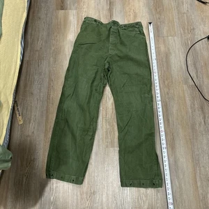 Vintage Swedish One Picket Buckle Back Pants 33 33 Od Green Military 50s - Bild 1 von 16