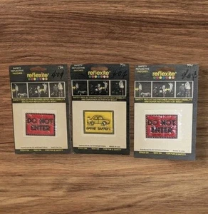 NOS 3 Patches Safety Reflective Reflexite Do Not Enter Drive Safely Sew On Vtg - Picture 1 of 15