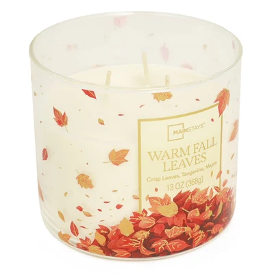 3 фитиля осенняя свеча, теплый осенний аромат, опоры, осенние листья, стеклянная свеча, - Изображение 1 из 4