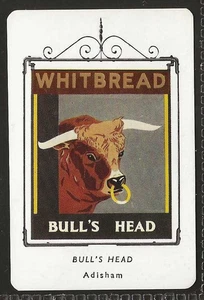 WHITBREAD-INN SIGNS 3RD SERIES 1952 (CARD)-#08- BULLS HEAD - CANTERBURY - Picture 1 of 2