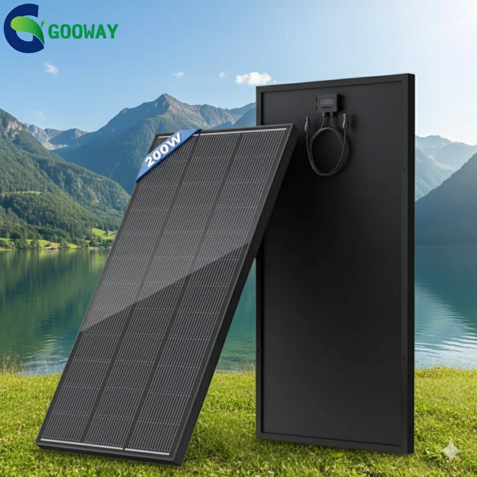 GOOWAY Panel solar monocristalino 200W 12V módulo solar fotovoltaico 200 vatios autocaravana