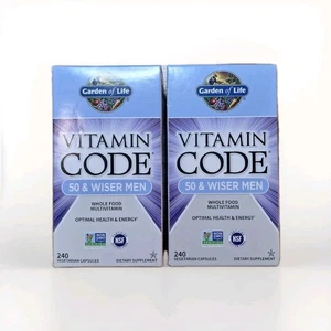 2 Pack Garden of Life Vitamin Code 50 & Wiser Men Multivitamin, 240ct Per Bottle - Picture 1 of 4