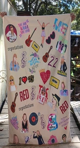 Swifty Blanket / towel / throw. guitar, record, reputation, hearts. 31" x 62". - Picture 1 of 4