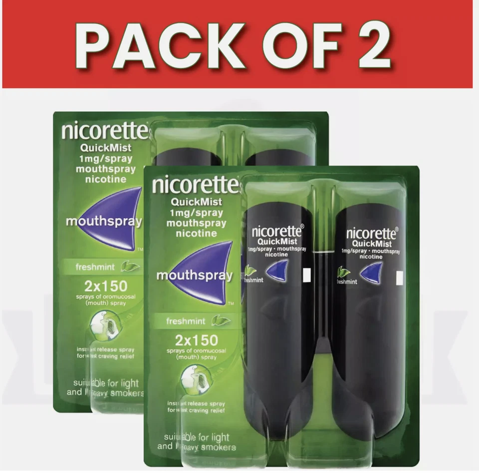 2X Nicorette Quickmist Duo, 2 x 150 spray. O_O ¡Envío gratis EE. UU.! Foto 1 de 2