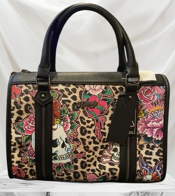 Bolso Ed Hardy Estampado Leopardo Floral Calavera Gráfico ~ Tatuaje ~ Viral ~ TikTok ~ Nuevo con Etiquetas Foto 1 de 3