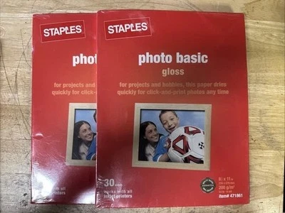 2 Packs Of Staples Photo Paper Basic Gloss 60 Sheets Total  11” x 8.5” - Image 1 of 4