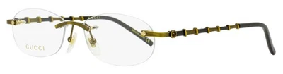 Gucci Bamboo Rimless Eyeglasses GG0857OJ 001 Antique Gold/Black 52mm - Image 1 of 3