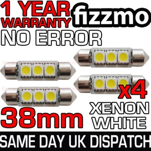 4x 3 SMD LED 38mm 239 272 CANBUS SANS ERREUR XÉNON BLANC Éclairage Plaque - Foto 1 di 1