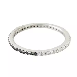 Juego de puntas de anillo de diamantes blancos negros de 0,48 quilates de oro blanco de 14 k - Imagen 1 de 5