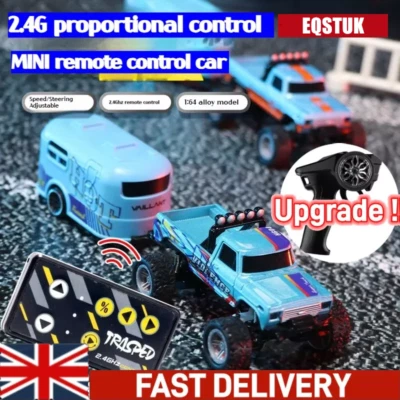 Mini RC Monster Truck USBC Rechargeable Underflow with Trailer,1:64 Scale Alloy - Image 1 of 4