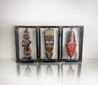 Set of 3 Wall Hanging Decor Framed Wooden African Tribal Masks 11.5” x 6.5”