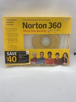 New Seal 2009 Norton 360 Version 3.0 Protection 3 PCs Windows Vista Windows XP - Image 1 of 4