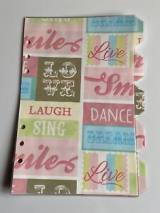 Filofax A5 Dividers for Organiser Planner - Smile & Laugh - Fully Laminated