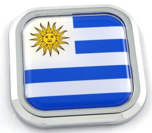 Uruguay Flag Square Chrome rim Emblem Car 3D Decal Badge Hood Bumper sticker 2" - Foto 1 di 8