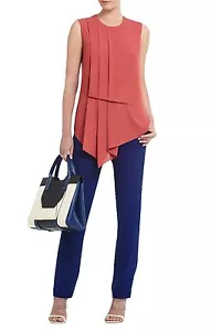 NUOVO TOP BCBG MAXAZRIA FR.CLAY BREA SENZA MANICHE PLISSETTATO LATERALE WQR1S783/AS269 TAGLIA XS - Foto 1 di 2