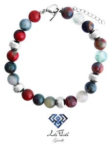 Pulsera,Pulsera Tobillera,Collar" Sangre D'África "Piedra Natural Y Acero - Imagen 1 de 10