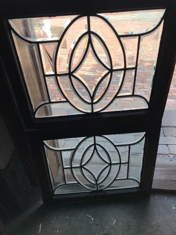 Sg 2873 Matched Pair Antique All Beveled Glass Fireside Windows 20.5 X 24.5 Cover