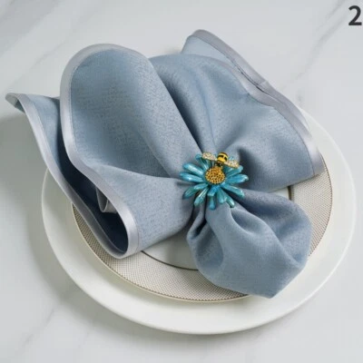 Retro Luxury Napkin Cloth+Ring Restaurant Handkerchief Hotel Table Napkins Decor - Image 1 of 4