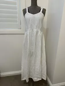Vintage 50s White Cotton Rose Embroidered Strappy Dress Prairie Cottagecore 8 S - Picture 1 of 12