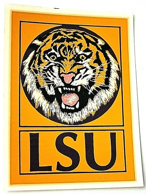 1960s LSU Tigers Louisiana State Univ. Football Window Water Decal NOS New - Image 1 of 3