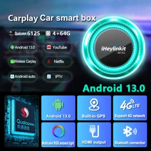4+64G Android 13.0 Carplay AI Box Wired Carplay Android Adapter For Youtube - Picture 1 of 15