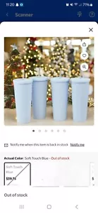 Mainstays 4er-Pack 26 Unzen Kunststoff Soft Touch blau strukturiert Becher "NEU" - Bild 1 von 2