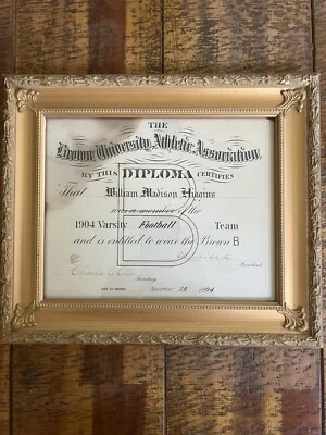 Vintage Antique 1904 Brown Univ Football Athletic Diploma.  - Image 1 of 4