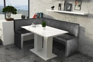 Eckbankgruppe 196x142 cm ROBIN XL R Vin..Schwarz/ Tisch DANTE Weiss - Bild 1 von 2