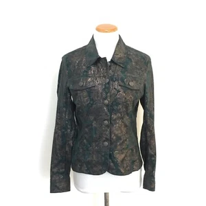 Birch Hill Damen Gr. S Jacke Dark Teal mit Metallic Bronze Paisley Print SMALL - Bild 1 von 12