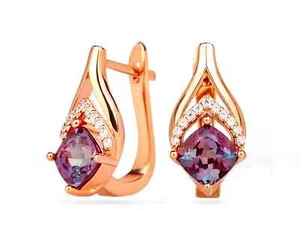 Alexandrite earrings, earrings for women Gold Plated 925 Silver earrings - Picture 1 of 4