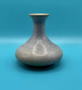 Vintage Taubenschmiede Keramik A.Huskey hellblau hellbraun Knospenvase Keramikglasur 4 Zoll - Bild 1 von 9